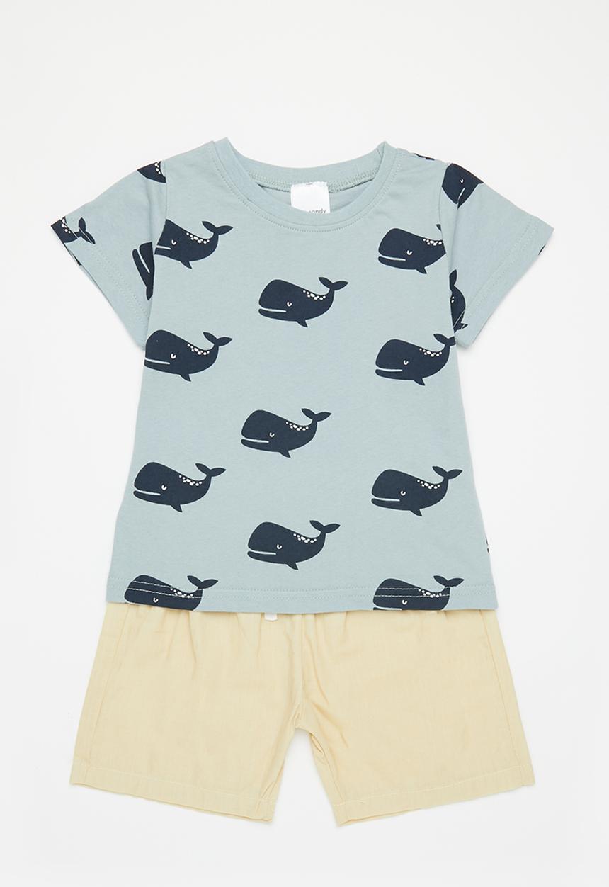 Pop Candy - Boys whale tee & shorts set - blue