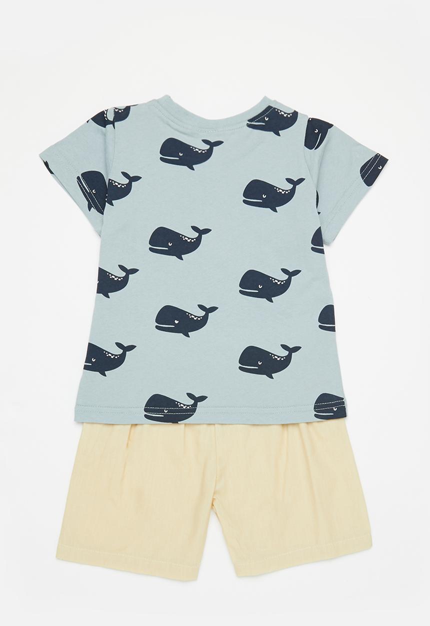 Pop Candy - Boys whale tee & shorts set - blue