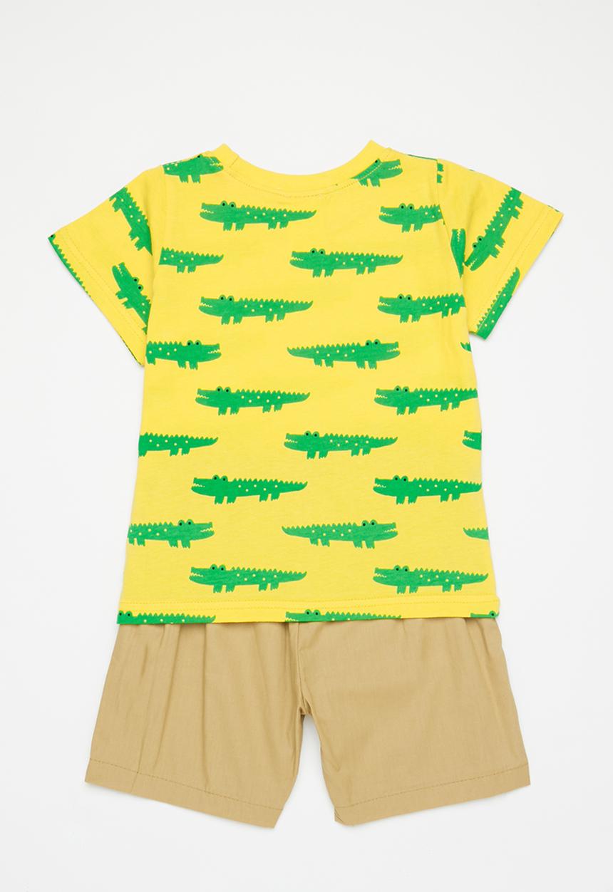 Pop Candy - Boys crocodile tee & shorts set - yellow