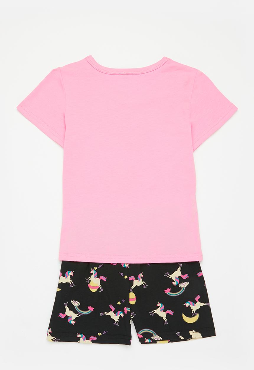 Pop Candy - Unicorn rainbow pj set - pink & black