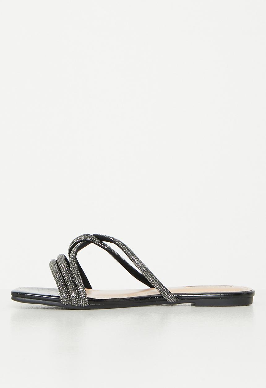 Plum - Diaz square toe sandal - black