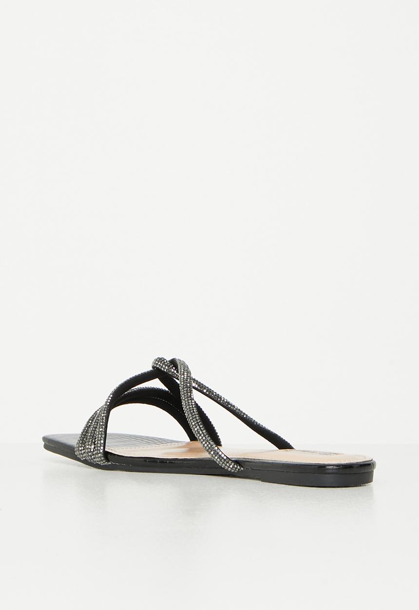 Plum - Diaz square toe sandal - black