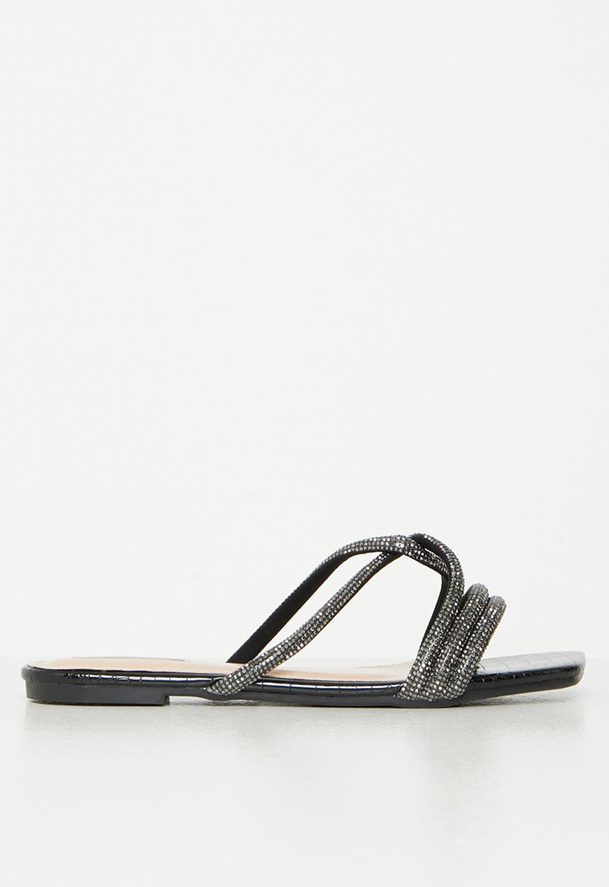 Plum - Diaz square toe sandal - black