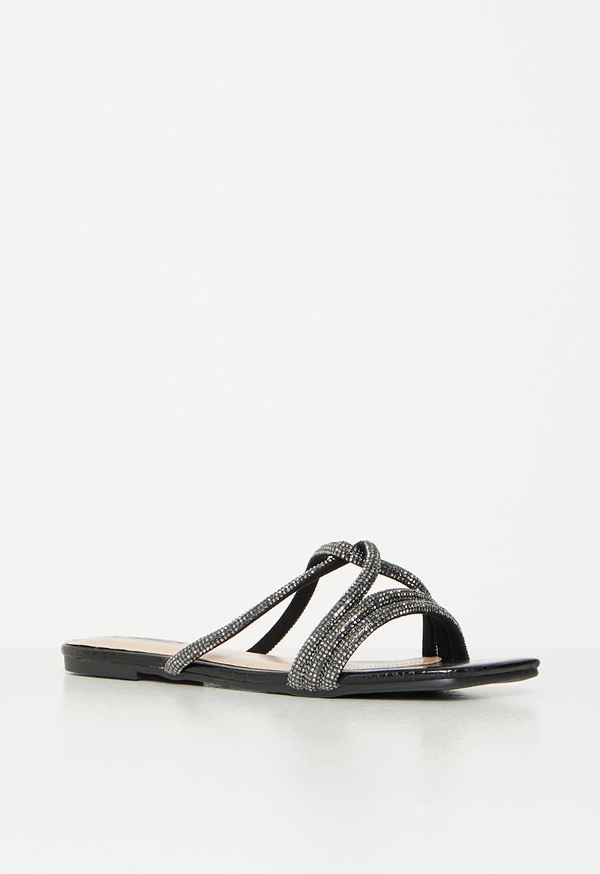 Plum - Diaz square toe sandal - black