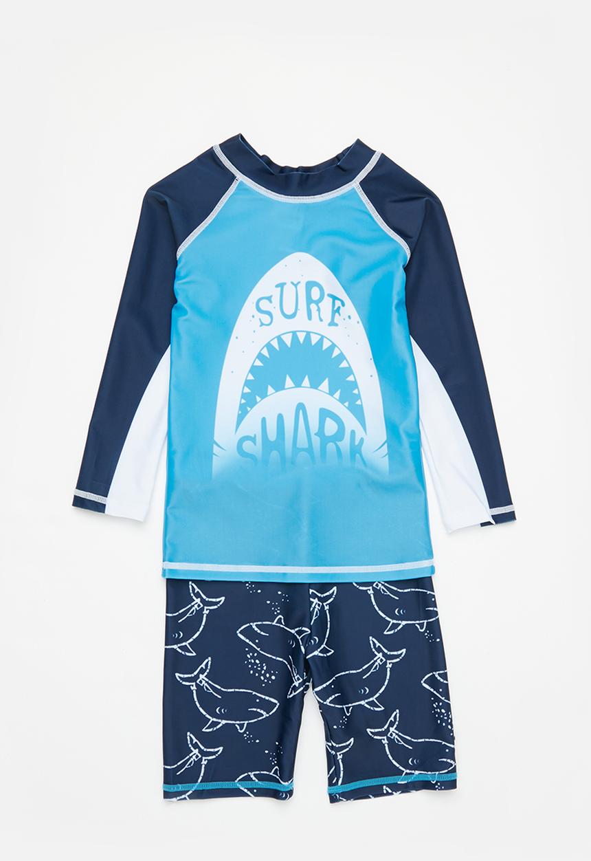Pop Candy - Boys surf shark swim set - blue & navy