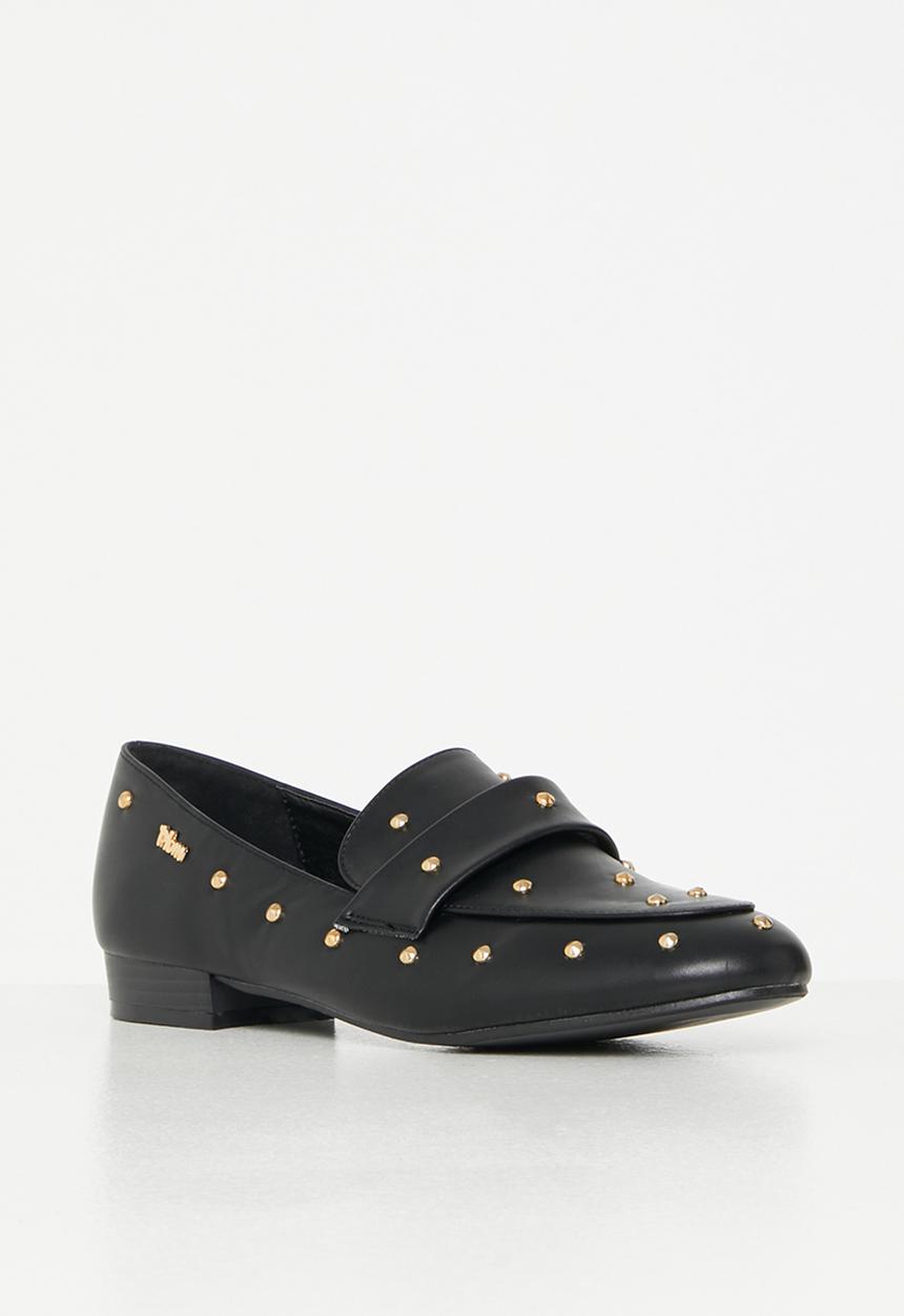 Plum - Optic studded loafer - black