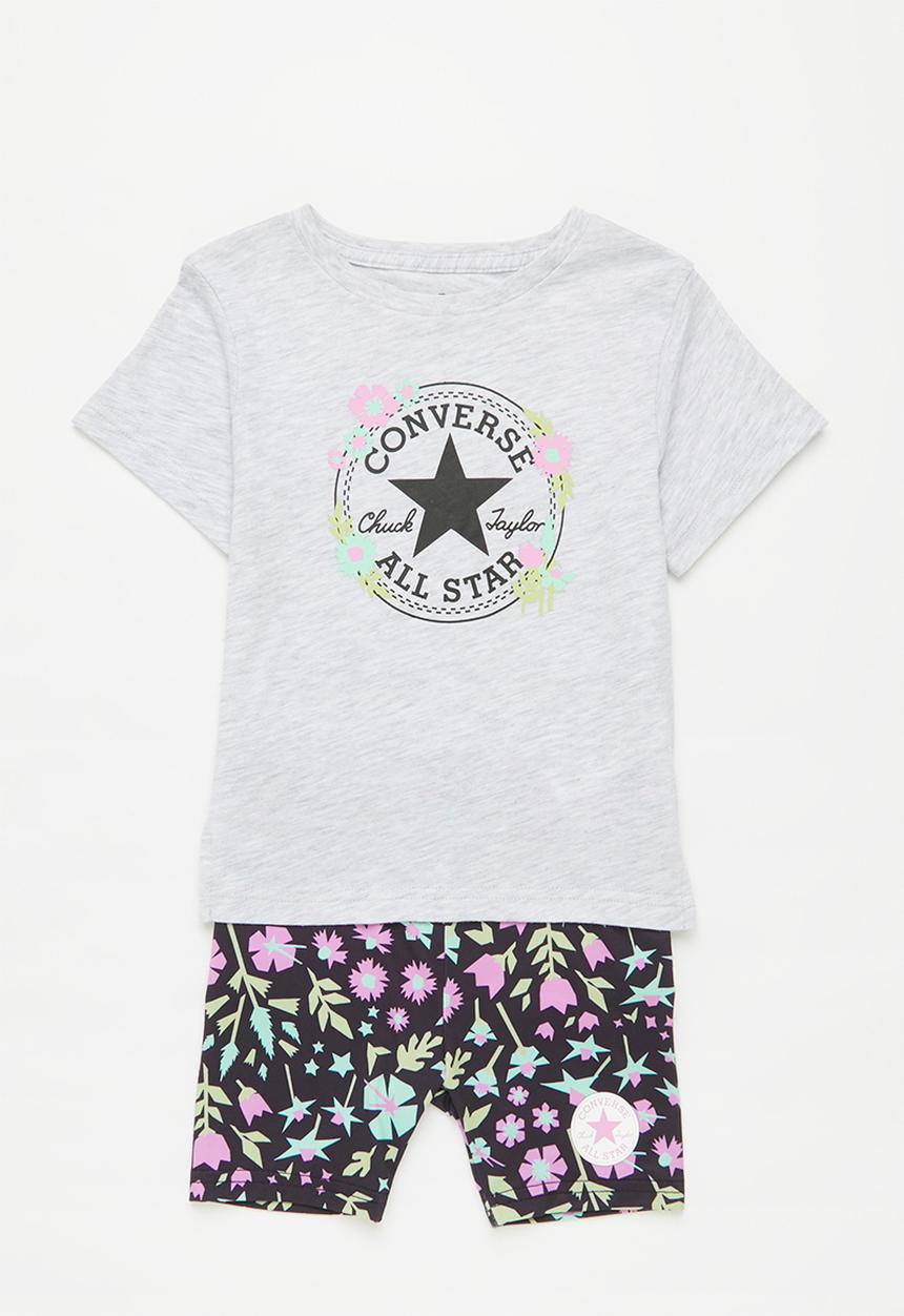 Converse - Cnvg elongated tee & biker set - black