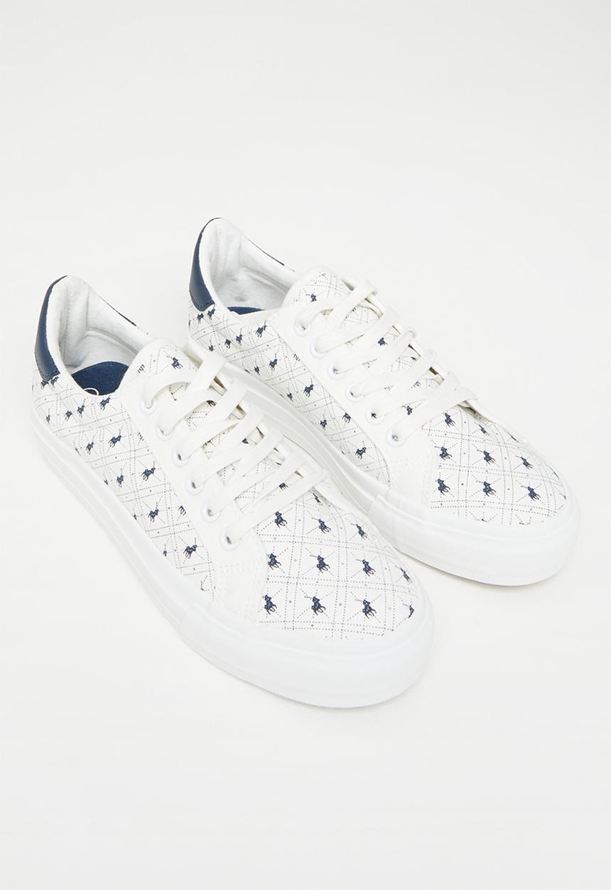 POLO - Pony aop canvas sneaker - white