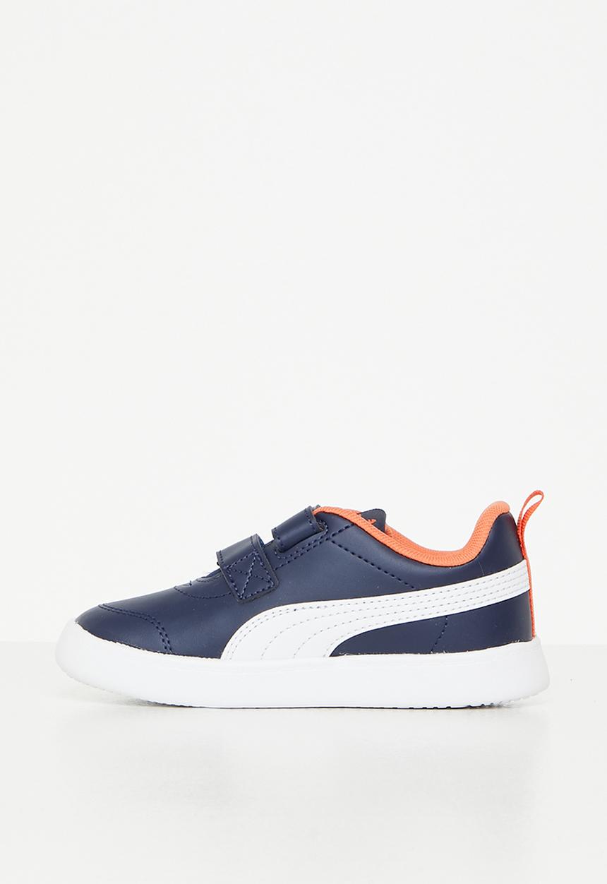 PUMA - Courtflex v2 v inf - peacoat-puma white-nasturtium