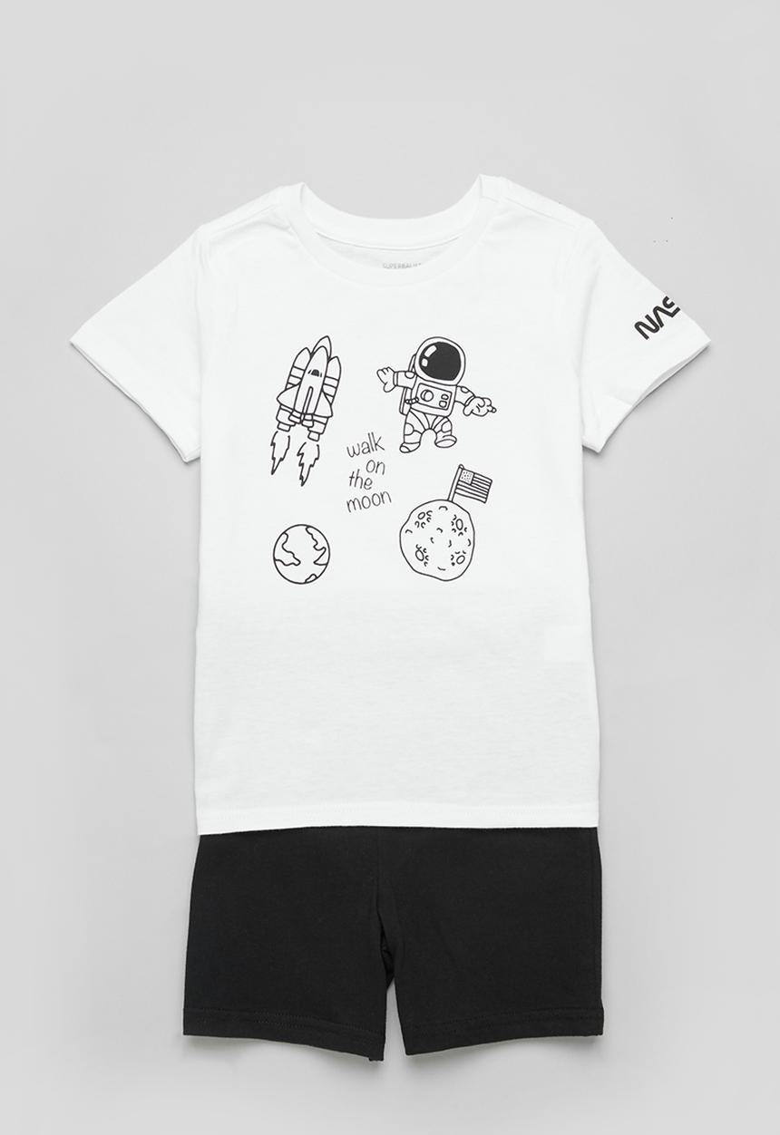 Superbalist - Boys nasa summer pj set - white & black