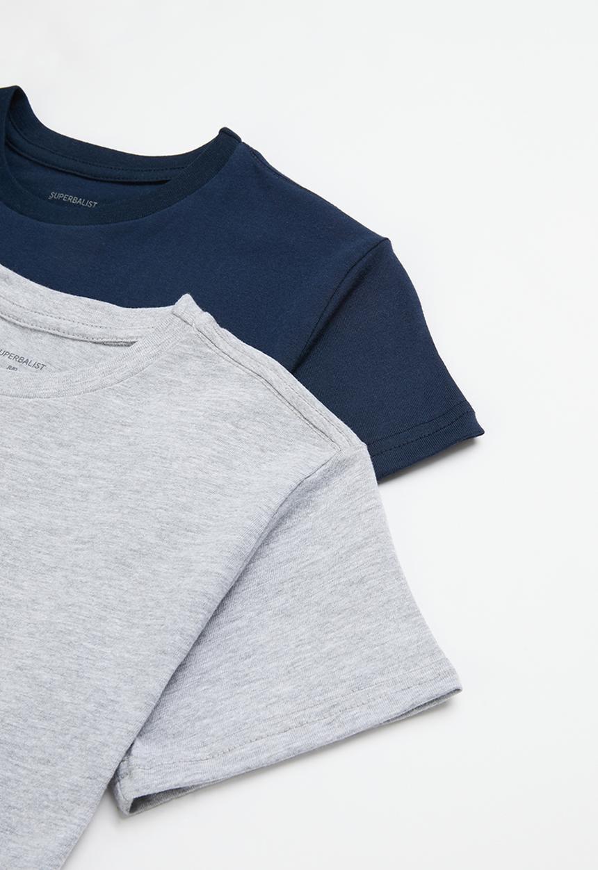 Superbalist - Girls 2 pack plain T-shirt - navy & grey