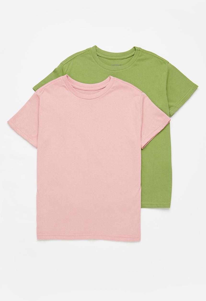 Superbalist - Girls 2 pack plain T-shirt - rose & sage