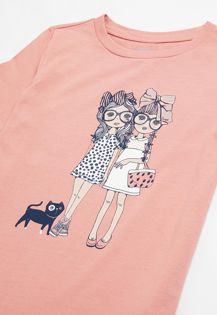 Superbalist - Printed tee & skirt set - white & pink