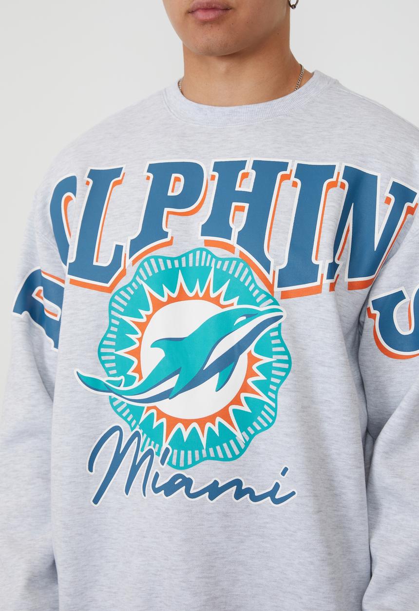 Factorie - Oversized nfl crew - lcn nfl silver marle/dolphins super script
