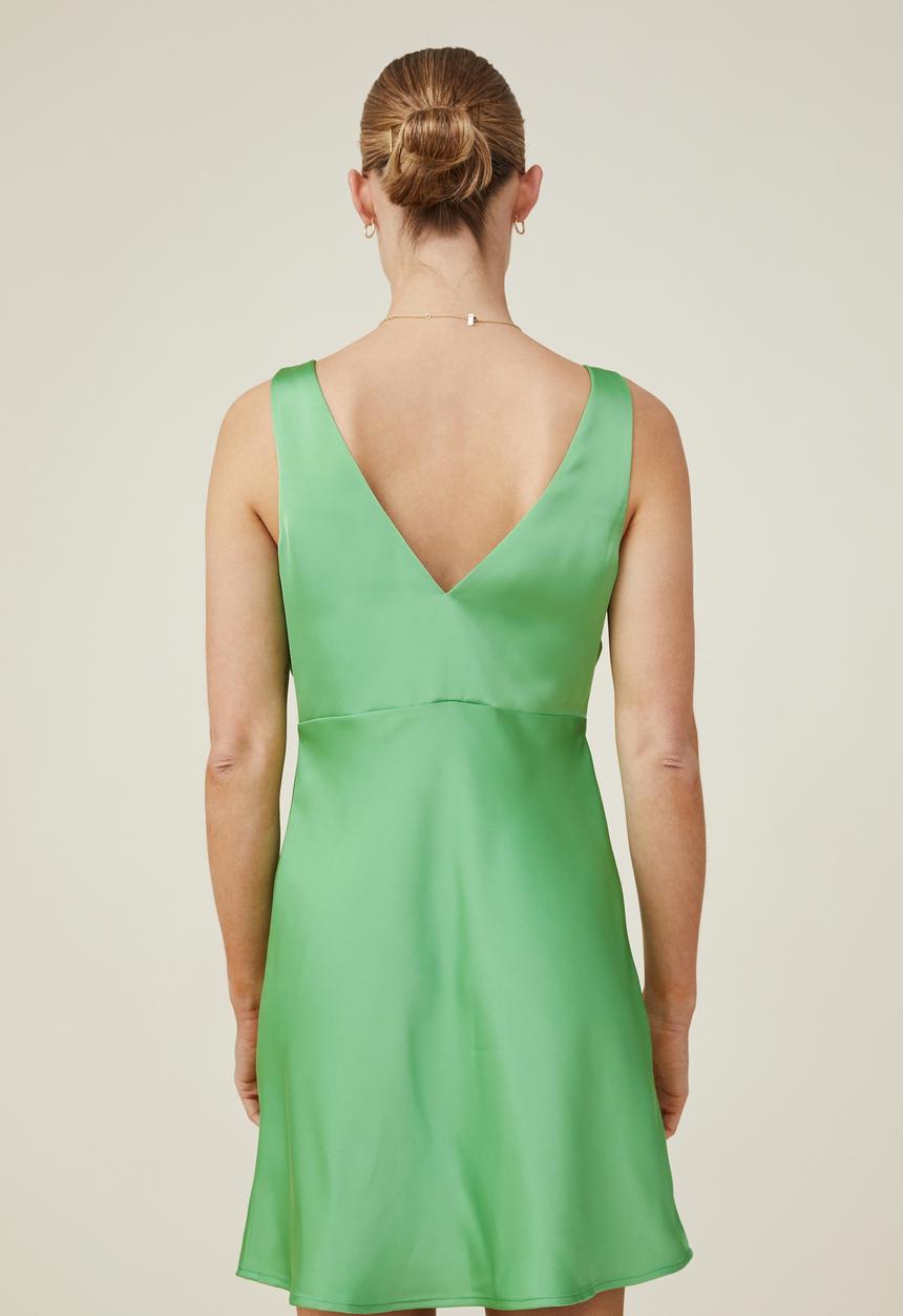 Cotton On - Amalfi v-neck mini dress - super green