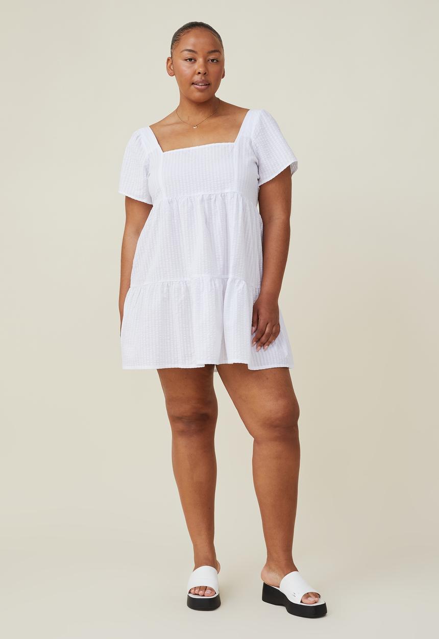 Cotton On - Curve harley full sleeve mini dress - white