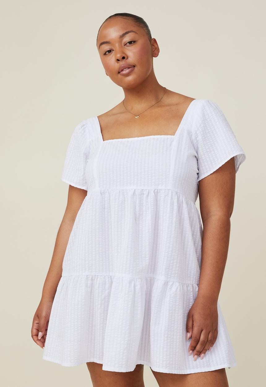 Cotton On - Curve harley full sleeve mini dress - white