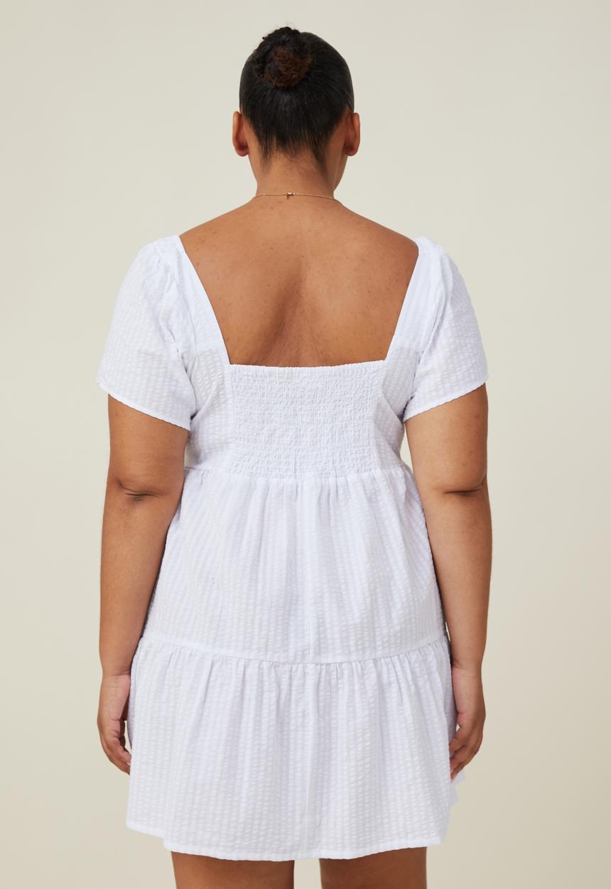 Cotton On - Curve harley full sleeve mini dress - white