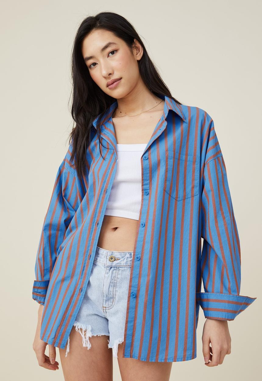 Cotton On - Dad shirt - brightest blue stripe