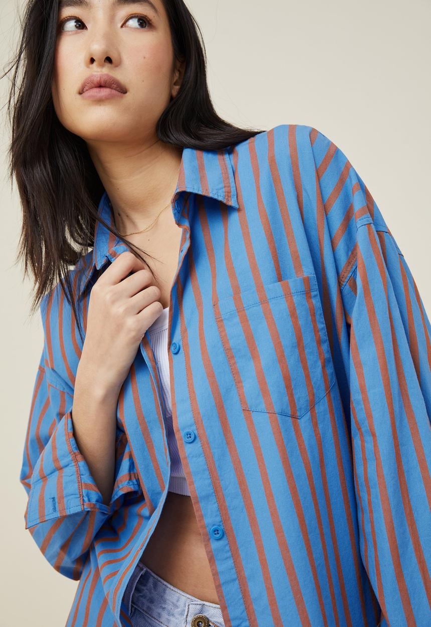 Cotton On - Dad shirt - brightest blue stripe