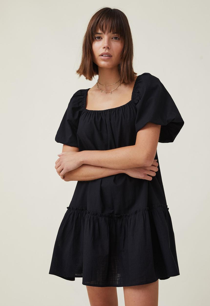 Cotton On - Harlow short sleeve mini dress - black