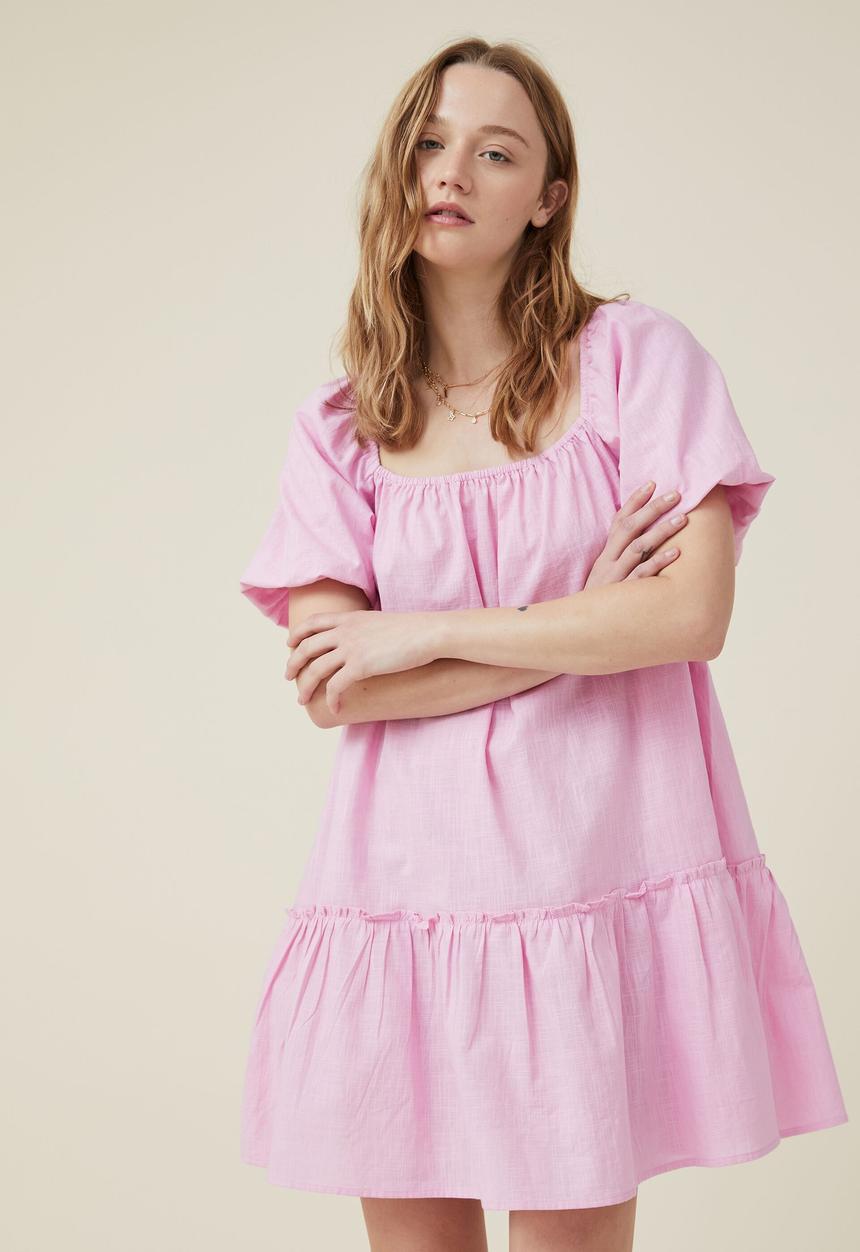Cotton On - Harlow short sleeve mini dress - cape pink