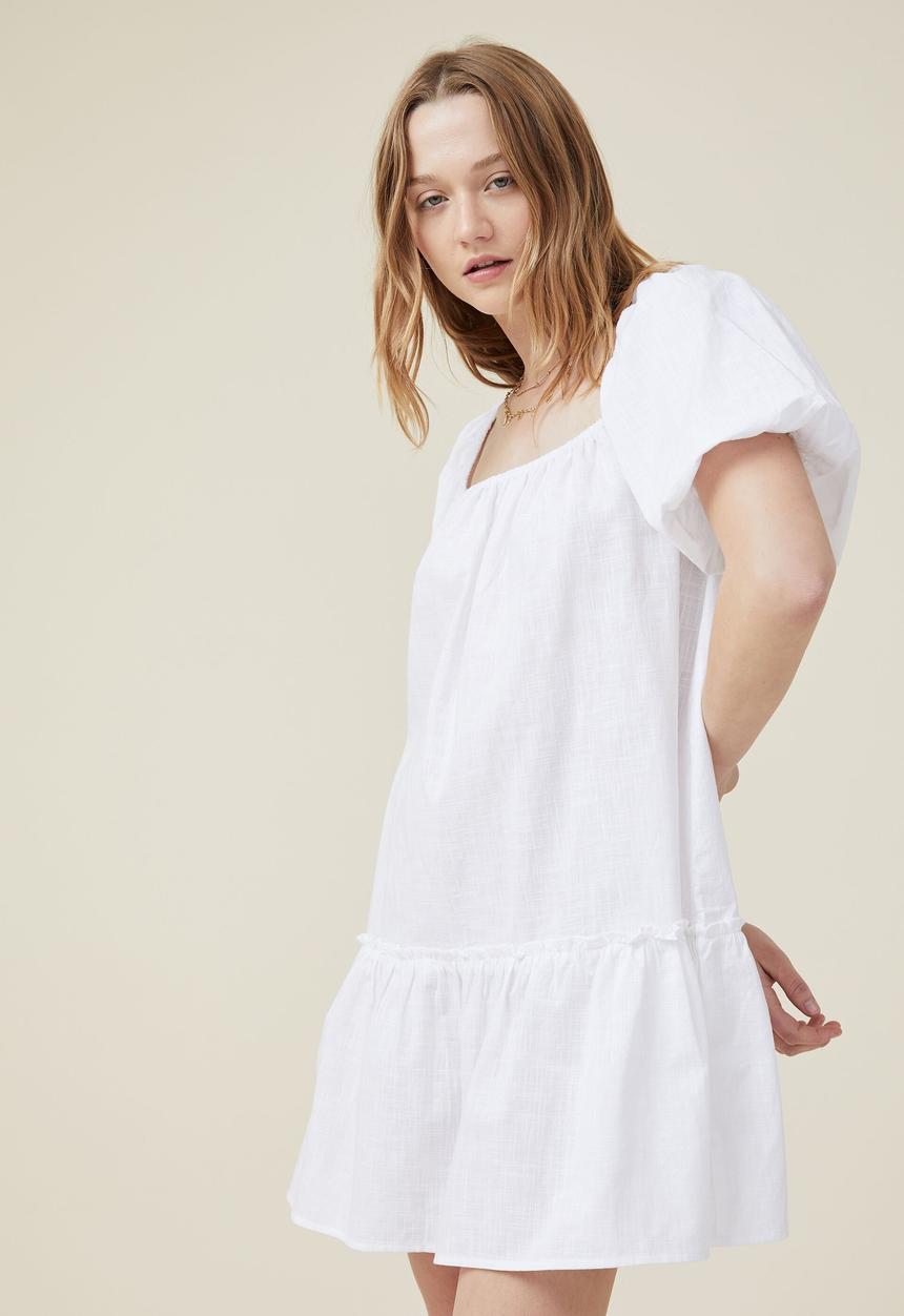 Cotton On - Harlow short sleeve mini dress - white