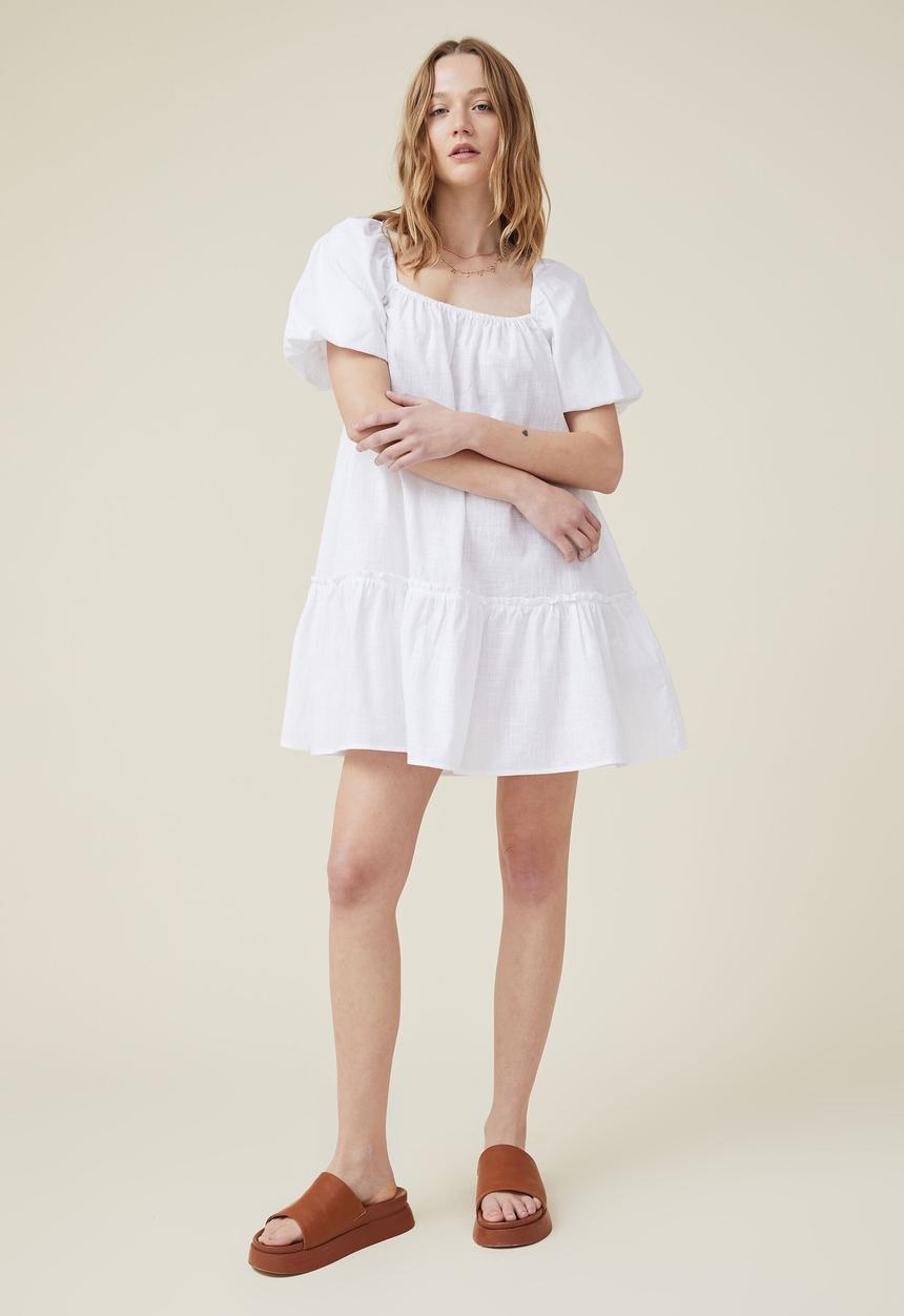 Cotton On - Harlow short sleeve mini dress - white