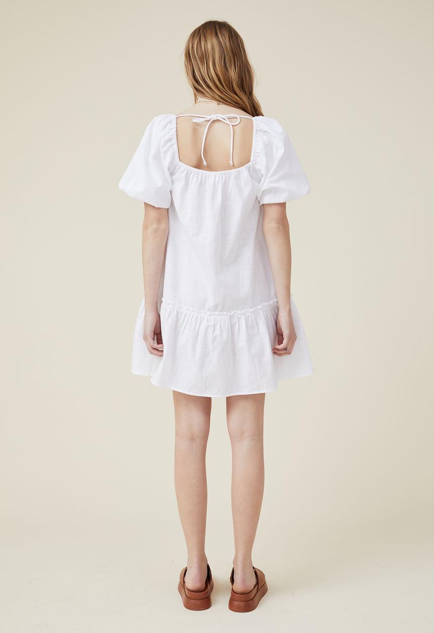 Cotton On - Harlow short sleeve mini dress - white