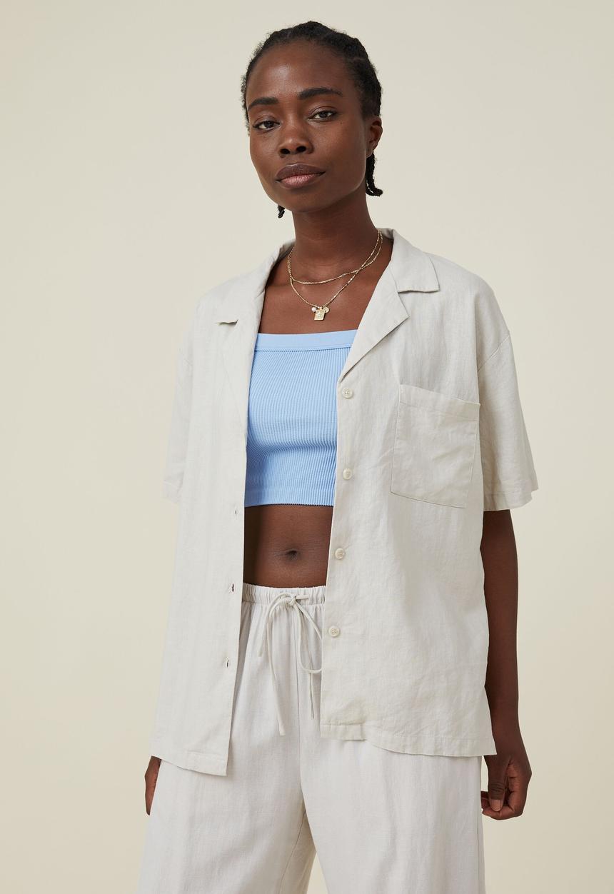Cotton On - Haven short sleeve shirt - stone