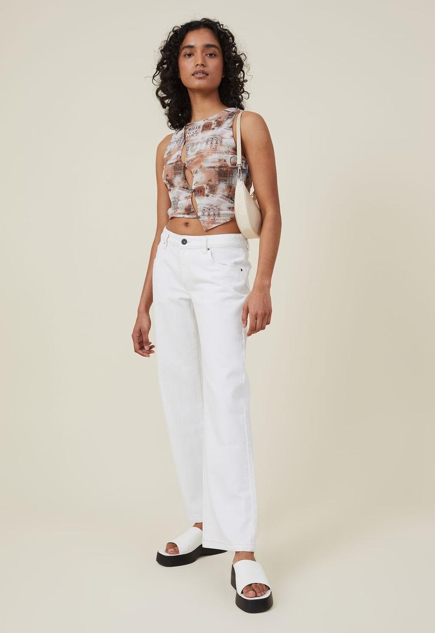 Cotton On - Lexi mesh cut out tank - digital print brown