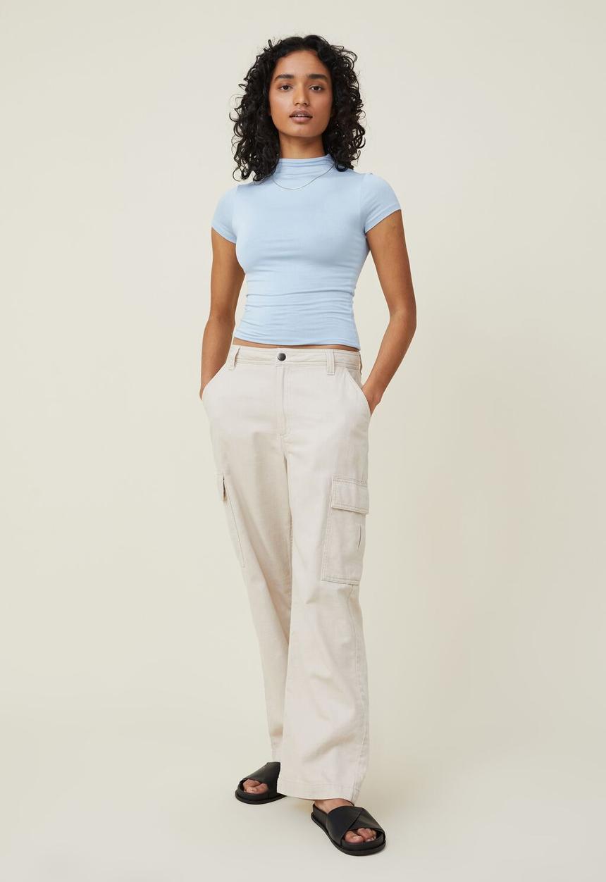 Cotton On - Nadia mock neck short sleeve top - seaside blue