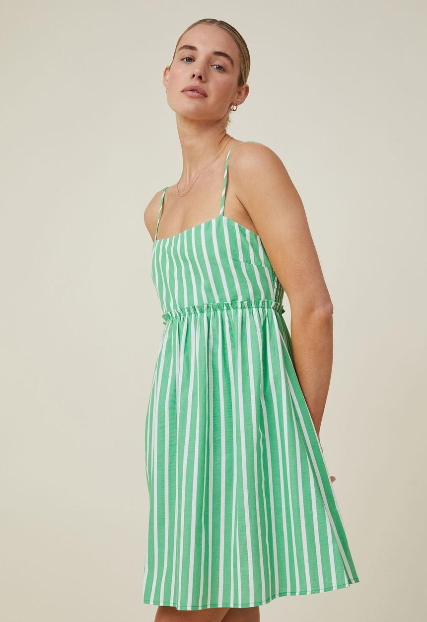 Cotton On - Piper strappy mini dress - garden green stripe