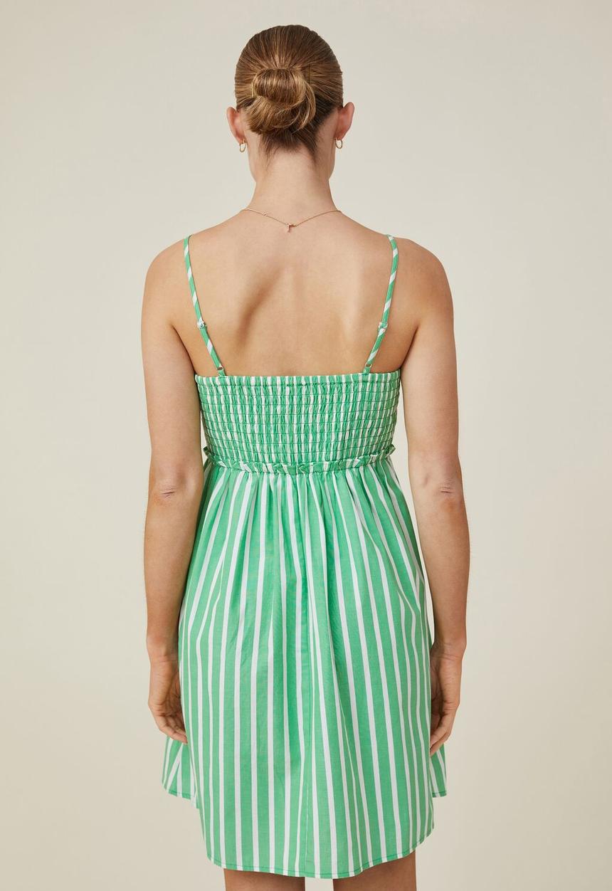 Cotton On - Piper strappy mini dress - garden green stripe