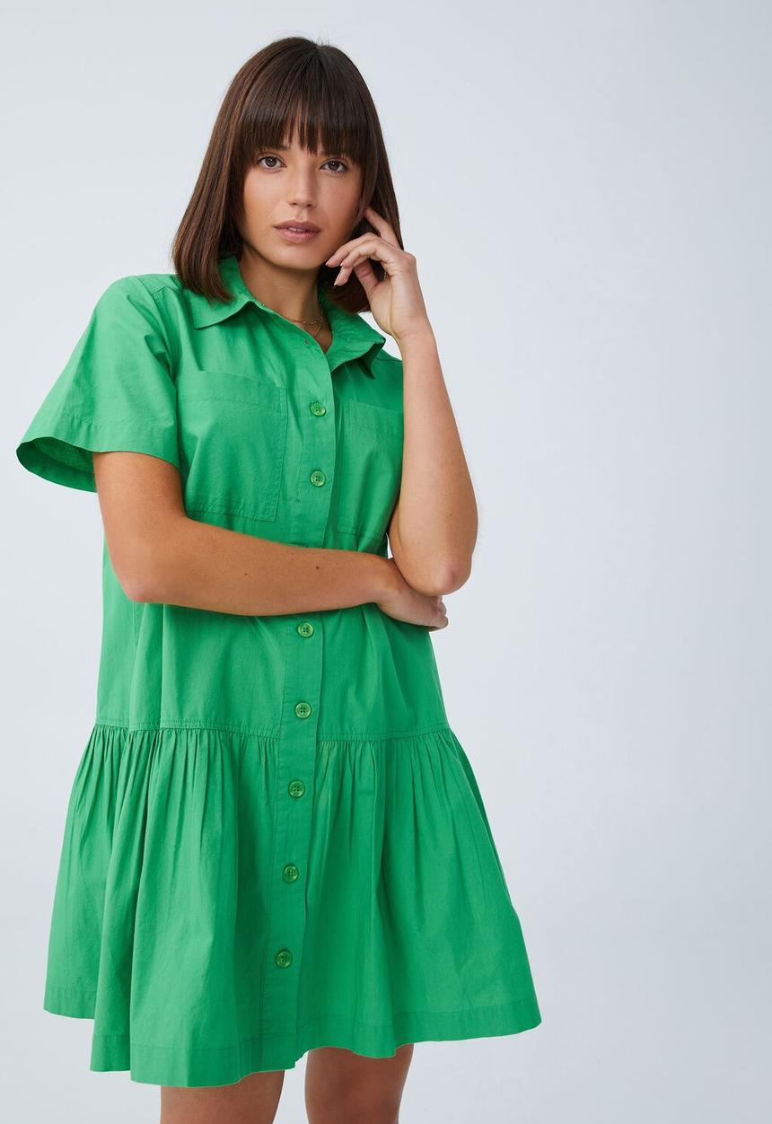Cotton On - Scout mini shirt dress - garden green