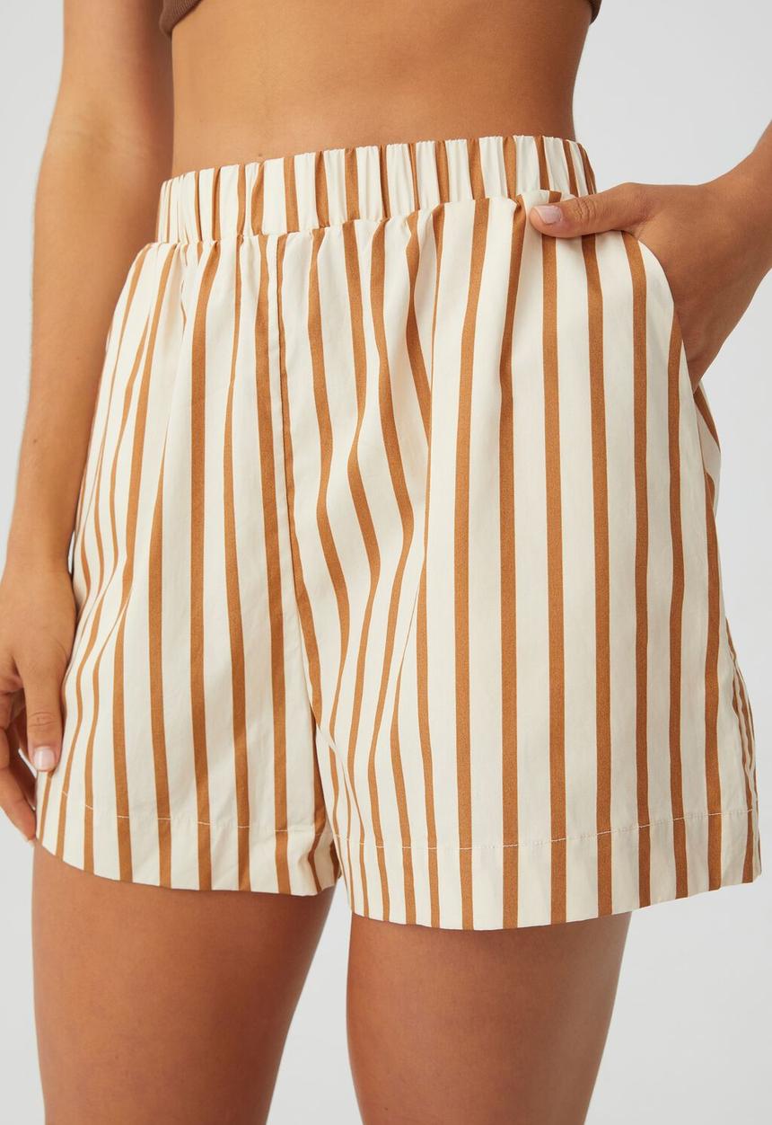 Cotton On - Sorrento short - bronzed camel stripe