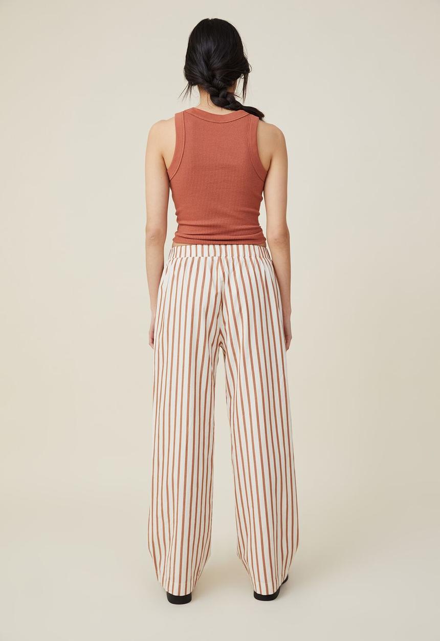 Cotton On - Sorrento wide leg pant - bronzed camel stripe