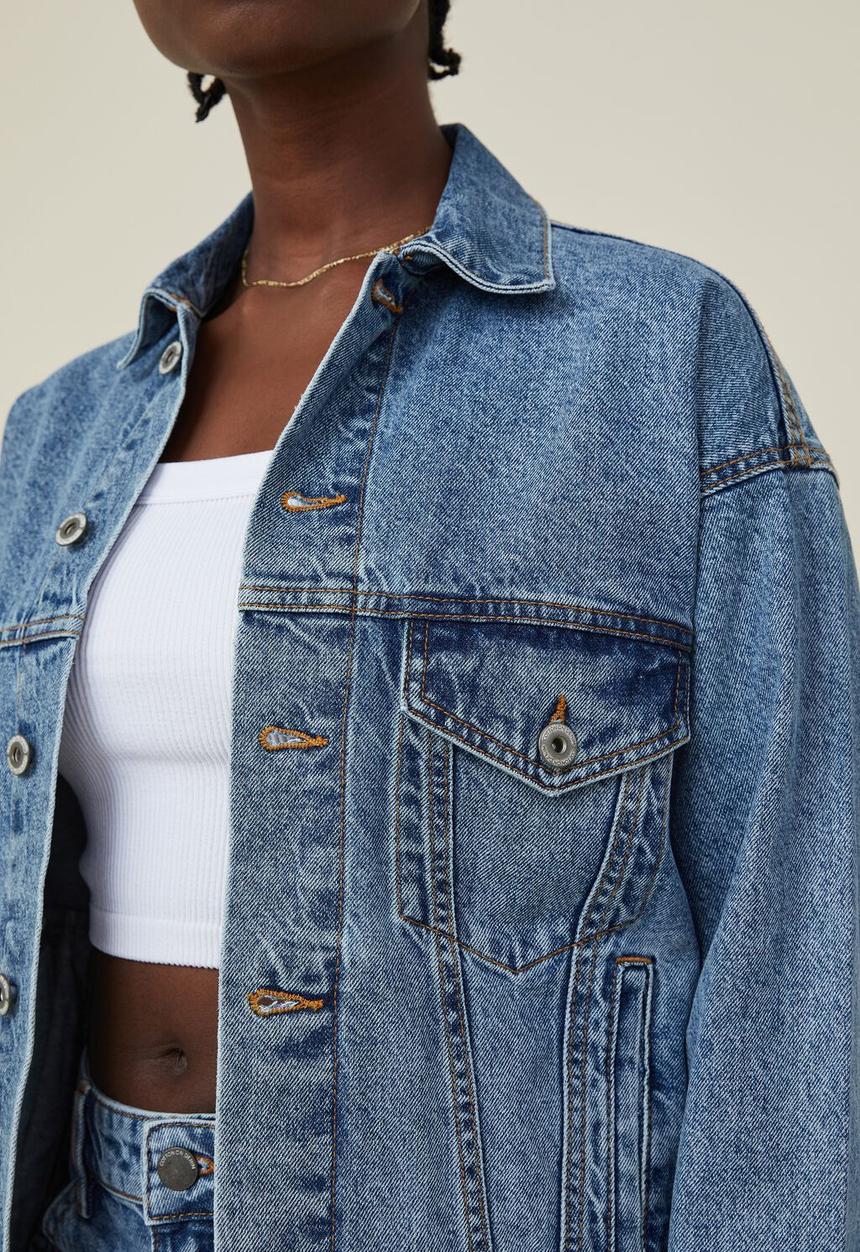 Cotton On - The oversized denim jacket - offshore blue
