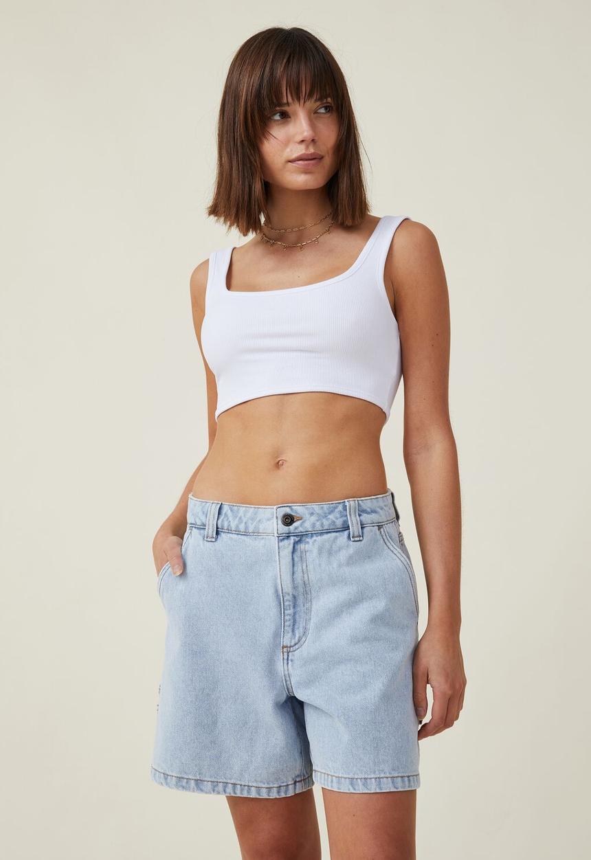 Cotton On - Utility denim short - foam blue