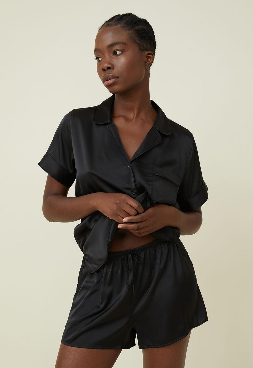 Cotton On - Body satin sleep set - black
