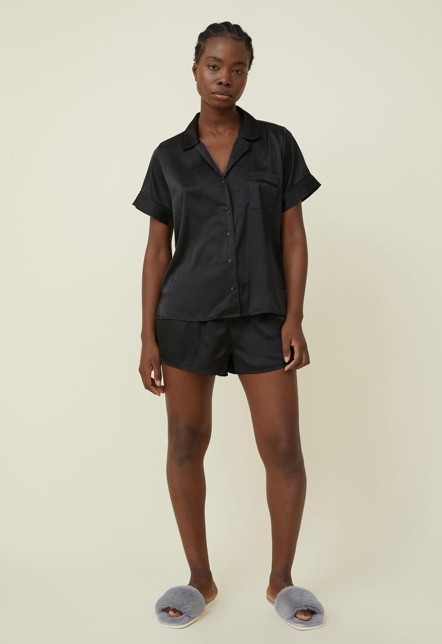 Cotton On - Body satin sleep set - black