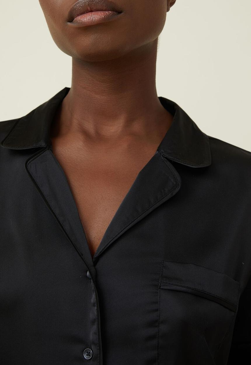 Cotton On - Body satin sleep set - black