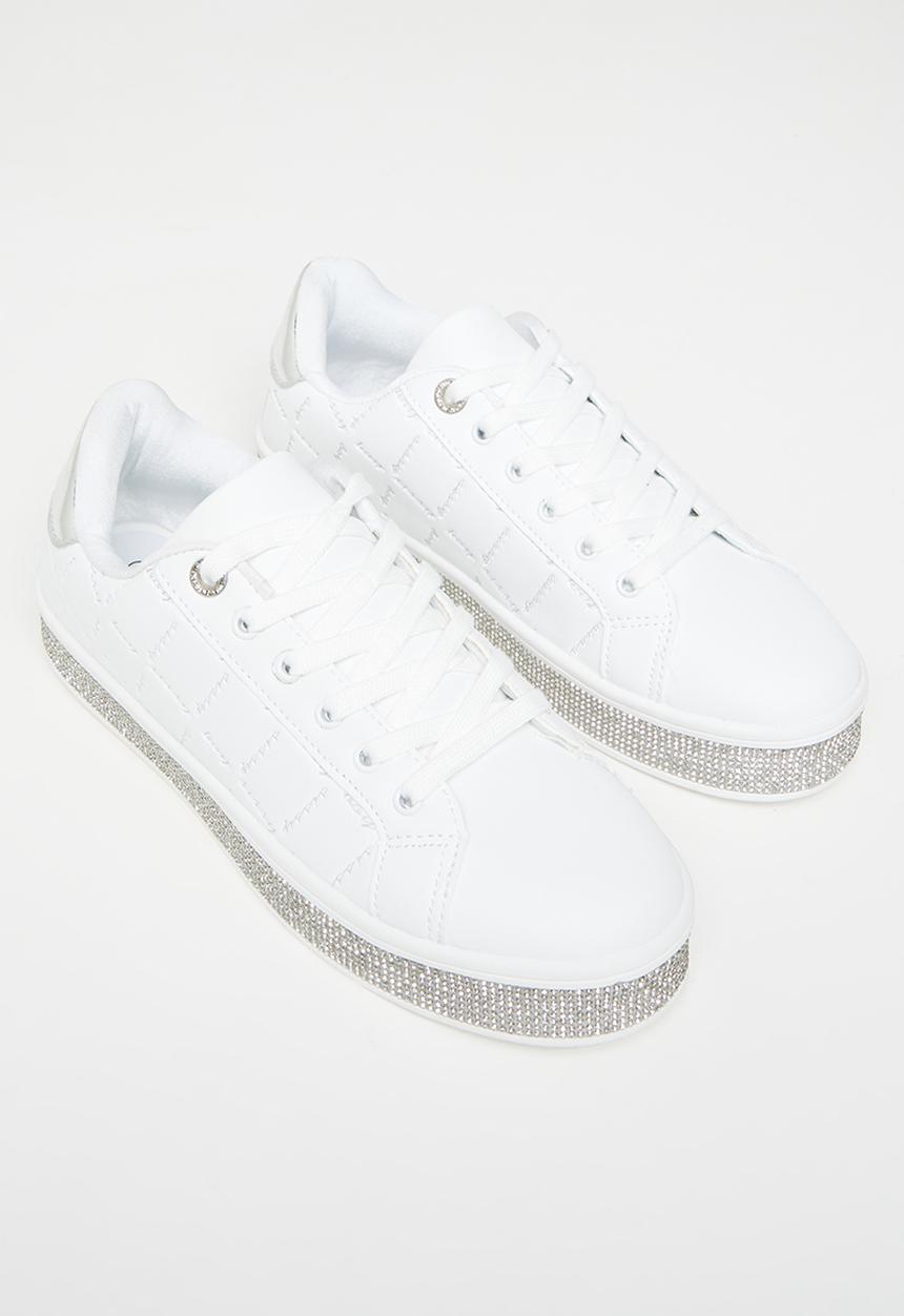 SISSY BOY - Diamond twist sneaker - white & silver