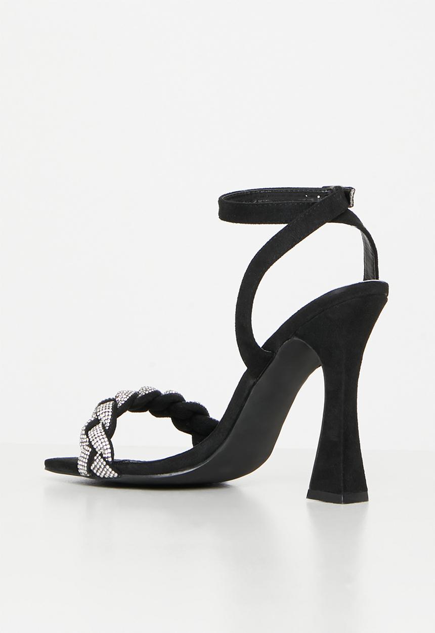 Footwork - Mintak ankle tie diamante heel - black