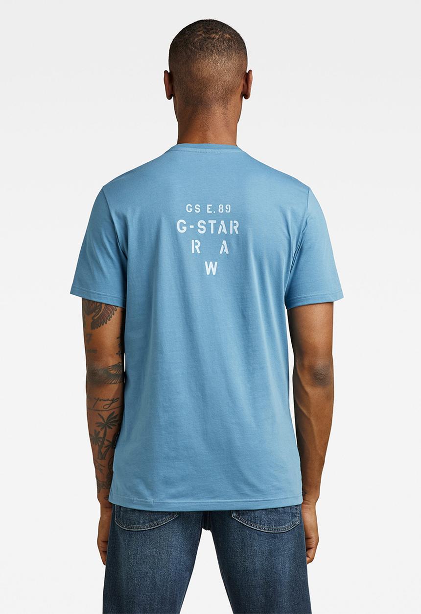 G-STAR - Multi stencil graphic slim raw T-shirt - azul