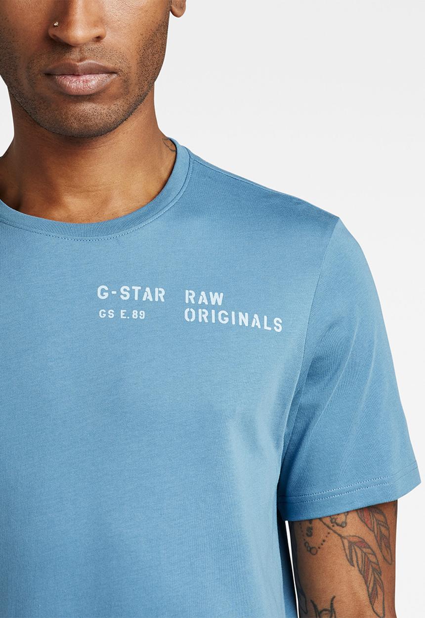 G-STAR - Multi stencil graphic slim raw T-shirt - azul