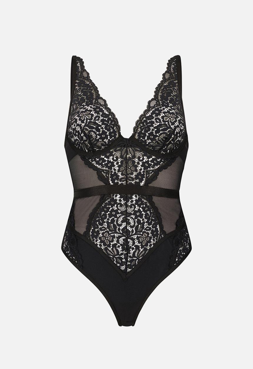 Hunkemoller - Rose body underwired - black