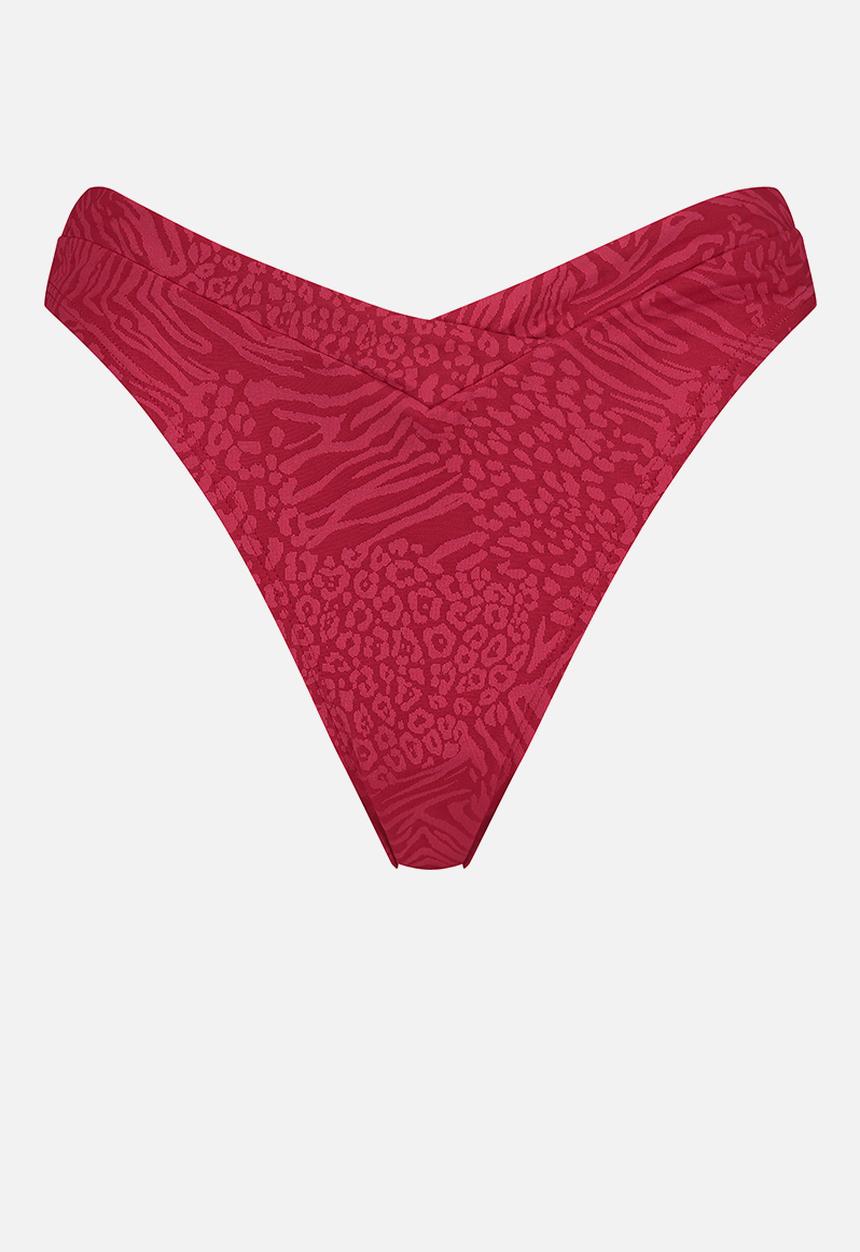 Hunkemoller - Kai tie high leg bikini bottom - red