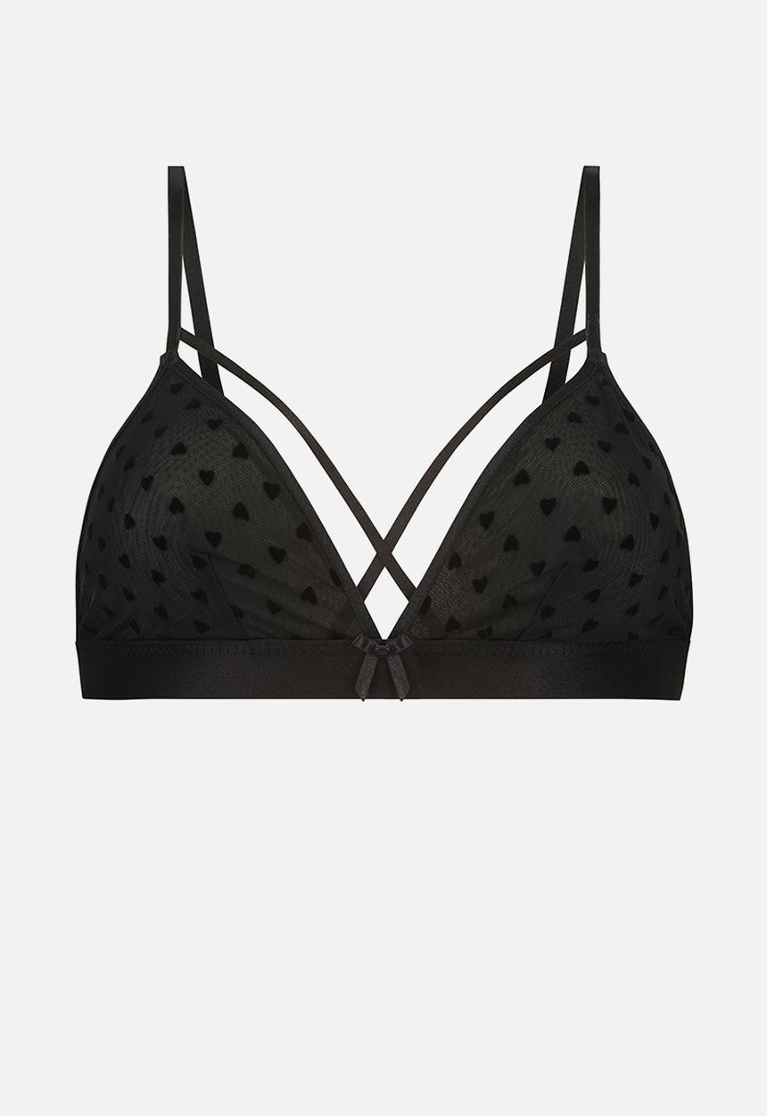 Hunkemoller - Corby heart flock bralette - black