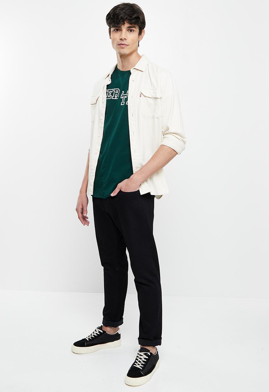 Vertigo - Vertigo print & embroidery split seam crew tee - dark sea